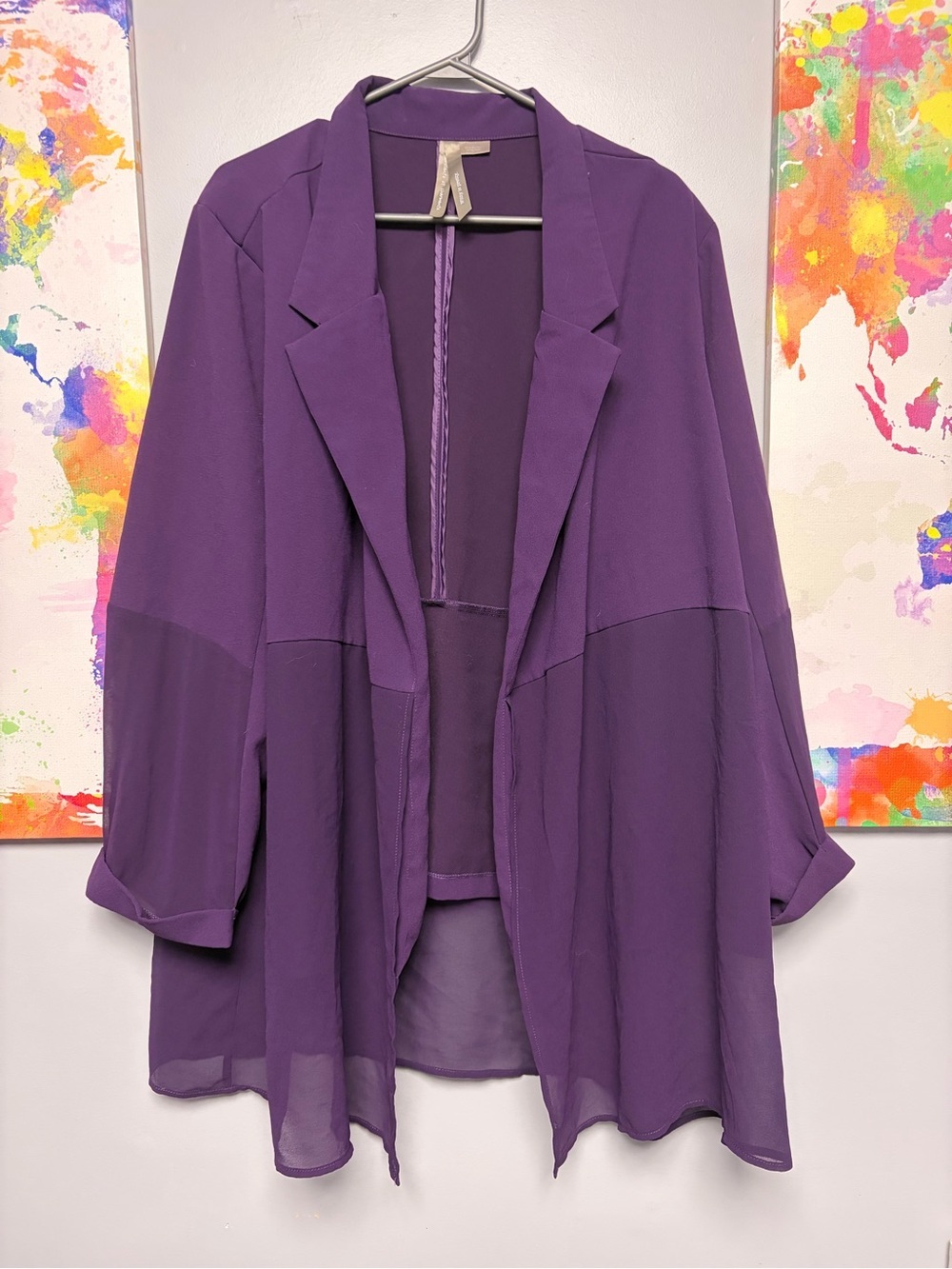 Penningtons plus size 3x Purple Blazer Relaxed Fit Mid-Thigh Length